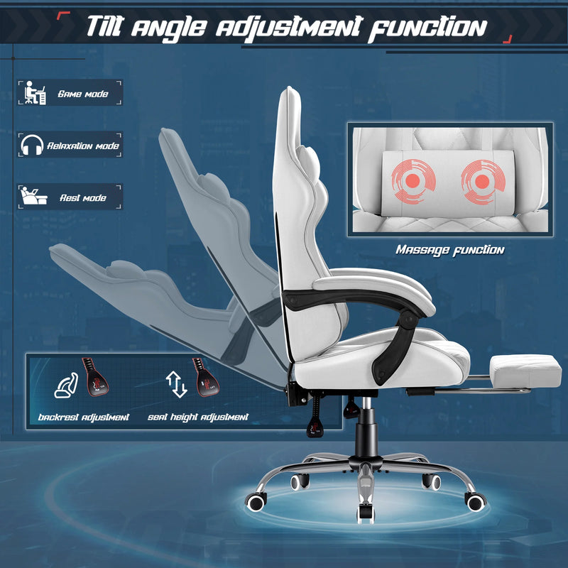 Homall Gaming Chair Fabric Computer Chair Massage Game Chair Cloth Office Chair with Headrest, Lumbar Support & Footrest