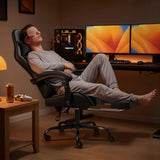 Vyrox PU Leather Gaming Chair with Massage Lumbar Support, Ergonomic High Back Computer Gamer Chair with Adjustable Footrest