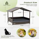 Homall Outdoor&Indoor Wicker Dog House with Removable Cushion Dog Shelter Dog Bed with Canopy Raised Dog Bed for Small/Medium Dogs