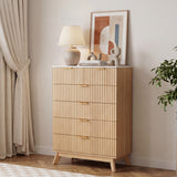 Homall 6 Drawer Tall Dresser for Bedroom, Modern Fluted Dresser Chest of Drawers, Wood Storage Dresser Organizer with Anti-Tip for Bedroom, Living Room