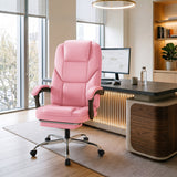 Vyrox Ergonomic Executive Office Chair with Massage Lumbar Support & Footrest, Reclining High Back Leather Office Chair with Padded Armrests, Adjustable Height Desk Chair