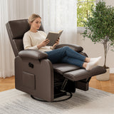 Homall 360° Massage Swivel Rocker Recliner Small Rocking PU Leather Chairs with Side Pockets for Small Spaces