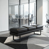 Vyrox 61" Upholstered Bedroom Bench, Set of 3 PU Leather Entryway Bench with Heavy-Duty Metal Legs for Living Room, Office & Lobby