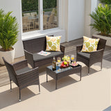 Lacoo 4 Pieces Patio Conversation Set Outdoor PE Rattan Wicker Chairs Set and Table