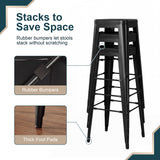 Vyrox Metal Bar Stools Set of 4, 30 Inch Bar Height Stackable Backless Industrial Stools with Footrest, Indoor & Outdoor