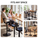 Vyrox Adjustable Bar Stools with Back and Arms, Swivel Metal Bar Chair with Round Base and Footrest, Counter Height Stool