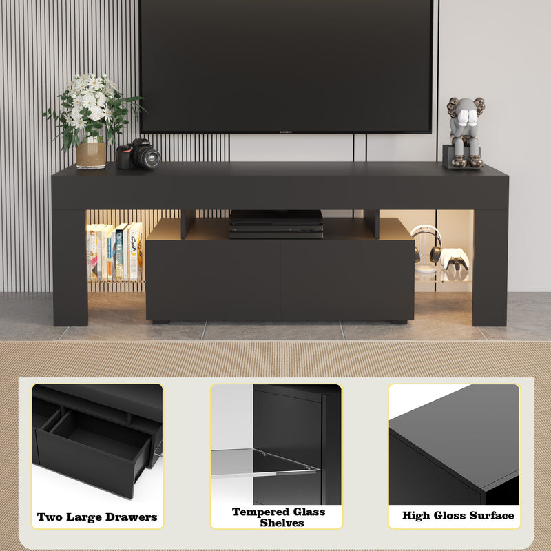 Homall 63in LED TV Stand for Modern Entertainment Center with 20 Colors RGB Light and Remote Control