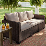 Homall Patio 3 Seater Outdoor Sofa Outdoor Couch with Waterproof Sofa Cover,High Back Rattan Deep Seat Sofa for Patio,Porch,Backyard