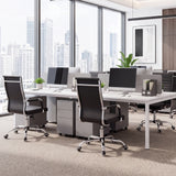 Vyrox Modern Office Chair, Mid-Back Faux Leather Swivel Reception & Conference Chair， Ergonomic Swivel Chair with Arms