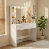 Homall Makeup Vanity Set with Mirro & 3 Modes Lights, Vanity Desk with Stool & Storage Drawers Shelves, Vanity Table with Power Outlet for Bedroom Dressing Room