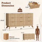 Homall 6 Drawer Double Dresser for Bedroom, Modern Fluted Wide Dresser Chest of Drawers with Marble-Pattern Top, Wood Storage Dresser for Living Room, Entryway,