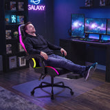 Vyrox RGB Gaming Chair with Massage Lumbar Support, App & Remote Controlled LED Lights, Ergonomic High-Back Computer Chair with Retractable Footrest, Adjustable Armrests