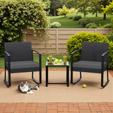 Homall 3 Pieces Patio Bistro Chairs Set, Outdoor PE Rattan Chairs with Cushions and Coffee Table Conversation Set