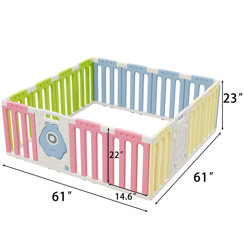 Homall 16-Panel Baby Playpen Kids Activity Centre Playard Center with Lock Door Rubber Bases