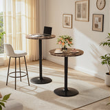 Homall 2 Pieces Bar Table Height Adjustable Bistro Pub Table Cocktail Round Table with Metal Base, White/Sliver