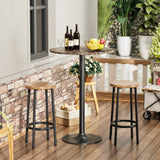 Homall Bistro Pub Table Round Bar Height Cocktail Table Metal Base MDF Top Obsidian Table with Black Leg 23.8-Inch Top, 39.5-Inch Height