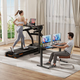 Homall 48" x 24" Wood Top Electric Standing Desk with Drawer, Height Adjustable Desk with Phone Stand & Charging Ports, Sit Stand up for Home Office,Beige