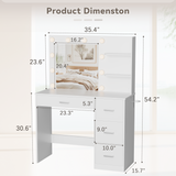 Homall Vanity Desk with Mirror, 3 Modes LED Lights and USB Power Outlet, Makeup Vanity Table with 6 Storage Shelves and 7 Drawers for Dressing Room Bedroom