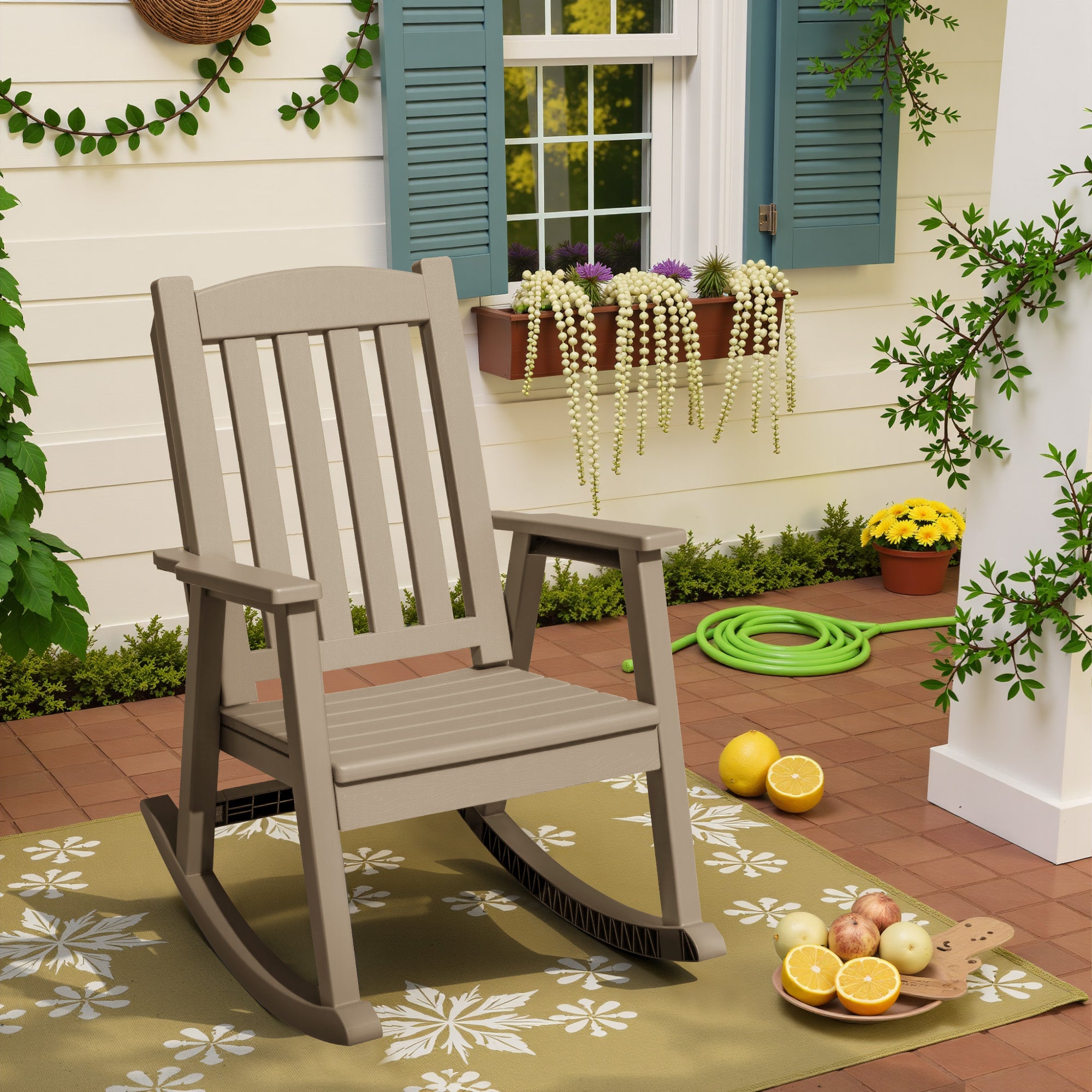 Magic Rocking Chair Homall Outdoor Rocking Chair Resin All-Weather Resistant High-Back Roc ...