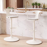 Vyrox Adjustable Bar Stools with Back and Arms, Swivel Metal Bar Chair with Round Base and Footrest, Counter Height Stool