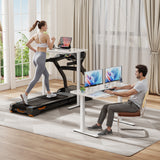 Homall 48" x 24" Wood Top Electric Standing Desk with Drawer, Height Adjustable Desk with Phone Stand & Charging Ports, Sit Stand up for Home Office,Beige