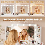 Homall Vanity Desk with Lights & Mirror, Makeup Vanity Table with Power Outlet & Storage for Bedroom Dressing Room, White