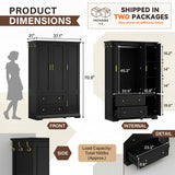 Homall 71" 3-Door Armoire Wardrobe Closet , Modern Storage Armoire with Drawers, Shelves & Hooks for Bedroom