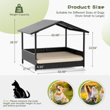 Homall Outdoor&Indoor Wicker Dog House with Removable Cushion Dog Shelter Dog Bed with Canopy Raised Dog Bed for Small/Medium Dogs