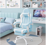 Lacoo PU Leather Gaming Chair Carbon Fiber Massage Ergonomic Gamer Chair Height Adjustable Computer Chair with Footrest & Lumbar Support,Black