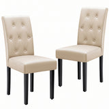 Vyrox Dining Chairs Set of 2, PU Leather Tufted High Back Parsons Chairs for Kitchen Dining Room