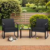 Homall 3 Pieces Patio Bistro Chairs Set, Outdoor PE Rattan Chairs with Cushions and Coffee Table Conversation Set