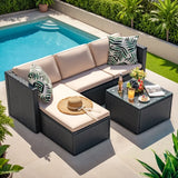 Homall 4 Piece Pe Rattan Wicker Outdoor Patio Bar Set, Black/Beige