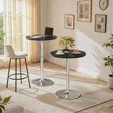 Homall 2 Pieces Bar Table Height Adjustable Bistro Pub Table Cocktail Round Table with Metal Base, White/Sliver