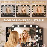 Homall Vanity Desk with Lights & Mirror, Makeup Vanity Table with Power Outlet & Storage for Bedroom Dressing Room, White