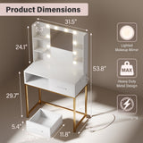 Homall Vanity Desk with Mirror, Power Outlet & LED Lights, Makeup Vanity Table with 2 Drawers & 4 Shelves, Dressing Table for Bedroom Dressing Room