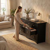 Homall Wood Dresser 6 Drawer Double Tier Dresser, Modern Wood Chest of Drawer for Living Room, Bedroom