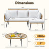 Homall 3-Piece Outdoor Conversation Set Patio Rattan Furniture Set with Cushions & Table,White