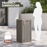 Homall 32 Gallon Outdoor Trash Can, Plastic Garbage Bin with Front Door & Lid, Heavy Duty Waterproof Waste Container for Outdoor