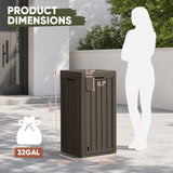 Homall 32 Gallon Outdoor Trash Can, Plastic Garbage Bin with Front Door & Lid, Heavy Duty Waterproof Waste Container for Outdoor