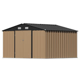 Homall 10' x 8' ft Outdoor Metal Storage Shed with Sloping Roof and Double Lockable Door for Backyard, Brown