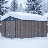 Homall, Outdoor Storage Shed Metal 10x12FT Tool Shed Brown for Garden, Garage, Patio & Equipment