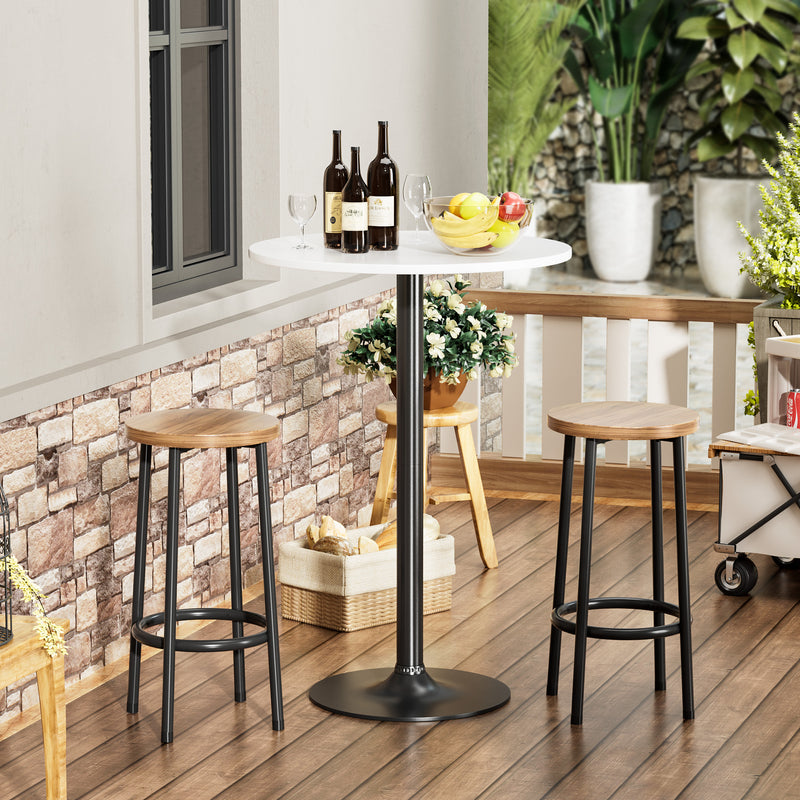 Homall Bistro Pub Table Round Bar Height Cocktail Table Metal Base MDF Top Obsidian Table with Black Leg 23.8-Inch Top, 39.5-Inch Height