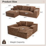 Homall 109" L-Shape Memory Foam Modular Sectional Sofa 3 Seat Oversized Upholstered Deep Seat Sofa Couch for Living Room,Bedroom and Apartment