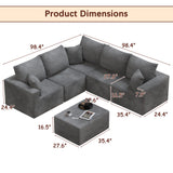Homall V Shaped Corner Modern Sofa Sectional Cloud Couch with Deep Seat No Assembly Required Corduroy Fabric Couches for Living Room and Apartment