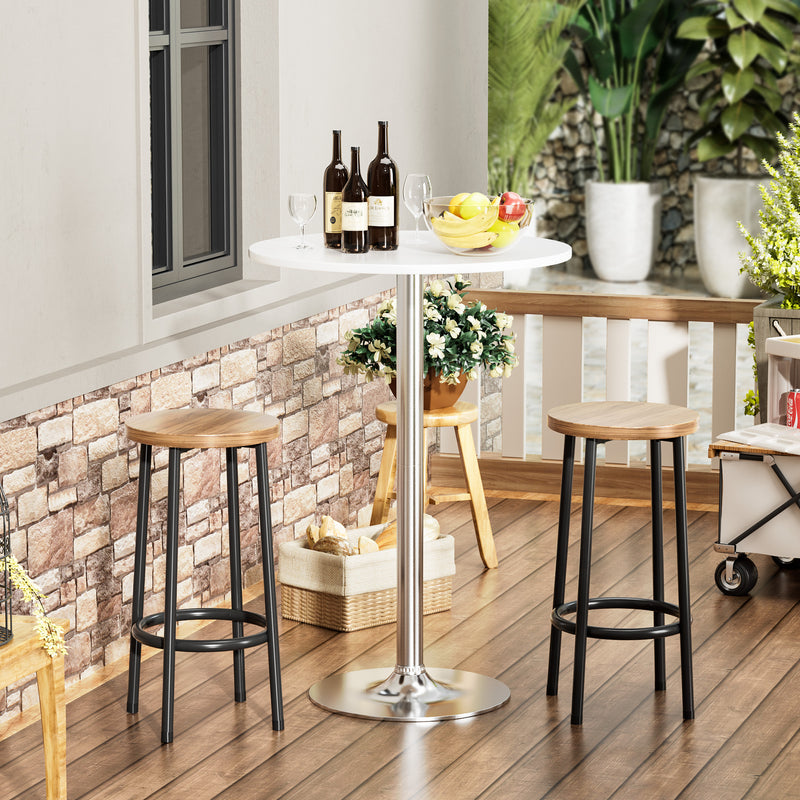 Homall Bistro Pub Table Round Bar Height Cocktail Table Metal Base MDF Top Obsidian Table with Black Leg 23.8-Inch Top, 39.5-Inch Height