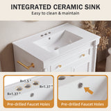 Homall 30'' Bathroom Vanity with Ceramic Sink, Storage Cabinet & Towel Bar, Modern Farmhouse Bathroom Vanity for Small Bathrooms & Powder Rooms