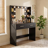 Homall Makeup Vanity Set with Mirro & 3 Modes Lights, Vanity Desk with Stool & Storage Drawers Shelves, Vanity Table with Power Outlet for Bedroom Dressing Room