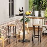 Homall Bistro Pub Table Round Bar Height Cocktail Table Metal Base MDF Top Obsidian Table with Black Leg 23.8-Inch Top, 39.5-Inch Height