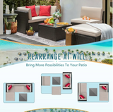 LACOO 5 Pieces Patio Sectional Set PE Rattan Outdoor All-Weather Wicker Conversation Set with Table