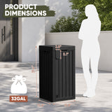 Homall 32 Gallon Outdoor Trash Can, Plastic Garbage Bin with Front Door & Lid, Heavy Duty Waterproof Waste Container for Outdoor